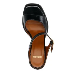 Manfield Zwarte lakleren sandalen met hak^DAMES Sandalen
