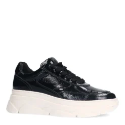 Manfield Zwarte lakleren sneakers^DAMES Sneakers