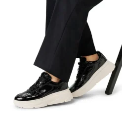 Manfield Zwarte lakleren sneakers^DAMES Sneakers