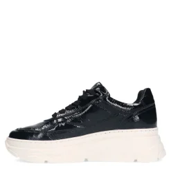 Manfield Zwarte lakleren sneakers^DAMES Sneakers