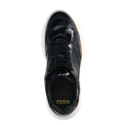 Manfield Zwarte lakleren sneakers^DAMES Sneakers