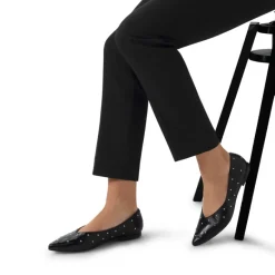 Manfield Zwarte leren ballerina's met studs^DAMES Loafers