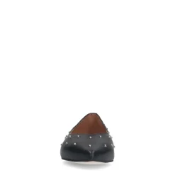 Manfield Zwarte leren ballerina's met studs^DAMES Loafers