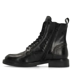 Manfield Zwarte leren biker boots^DAMES Enkellaarsjes