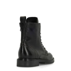 Manfield Zwarte leren biker boots^DAMES Enkellaarsjes