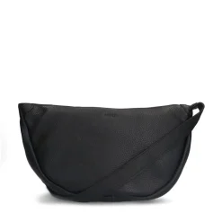 Manfield Zwarte leren bum bag^ Schoudertassen