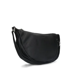 Manfield Zwarte leren bum bag^ Schoudertassen
