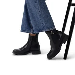 No Stress Zwarte leren chelsea boots met gesp^DAMES Enkellaarsjes