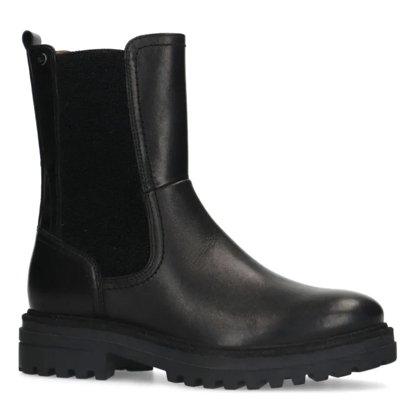 No Stress Zwarte leren chelsea boots^DAMES Enkellaarsjes
