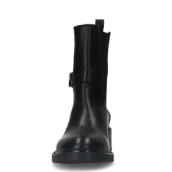 Manfield Zwarte leren chelsea boots met gesp^DAMES Enkellaarsjes