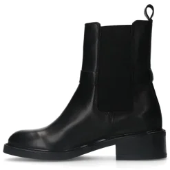 Manfield Zwarte leren chelsea boots met gesp^DAMES Enkellaarsjes