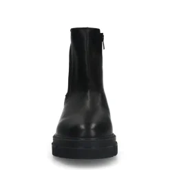 Manfield Zwarte leren chelsea boots met stoffen achterkant^DAMES Enkellaarsjes