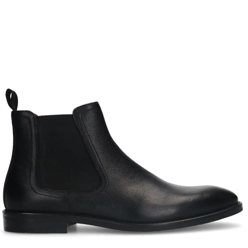 Manfield Zwarte leren chelsea boots^Heren Boots