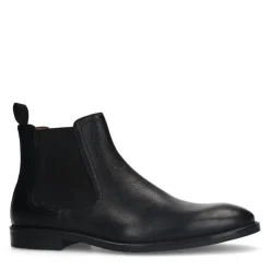 Manfield Zwarte leren chelsea boots^Heren Boots
