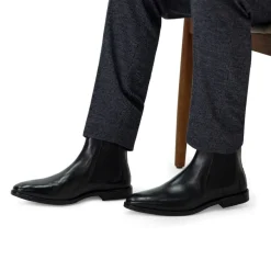 Manfield Zwarte leren chelsea boots^Heren Boots