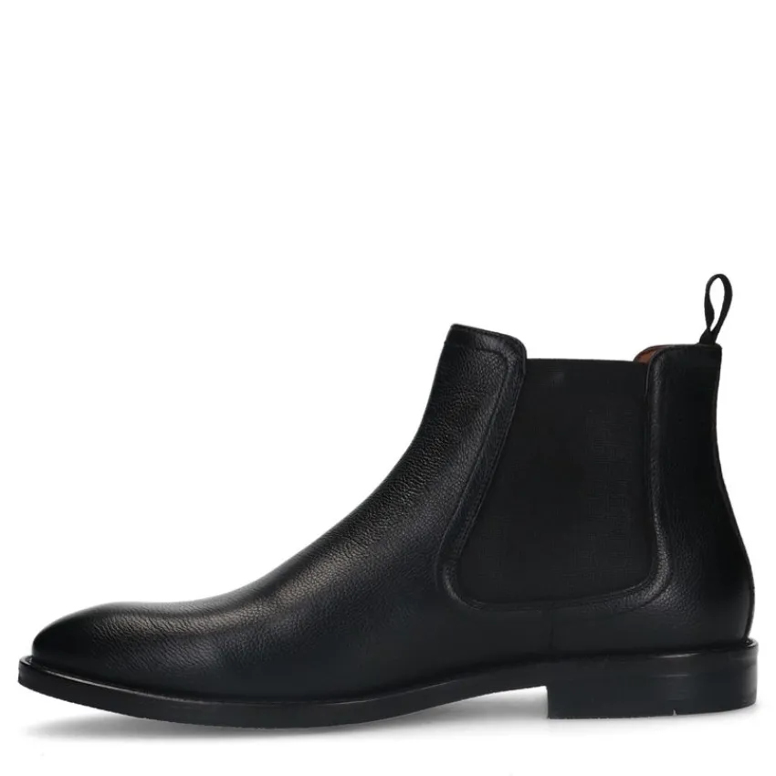 Manfield Zwarte leren chelsea boots^Heren Boots