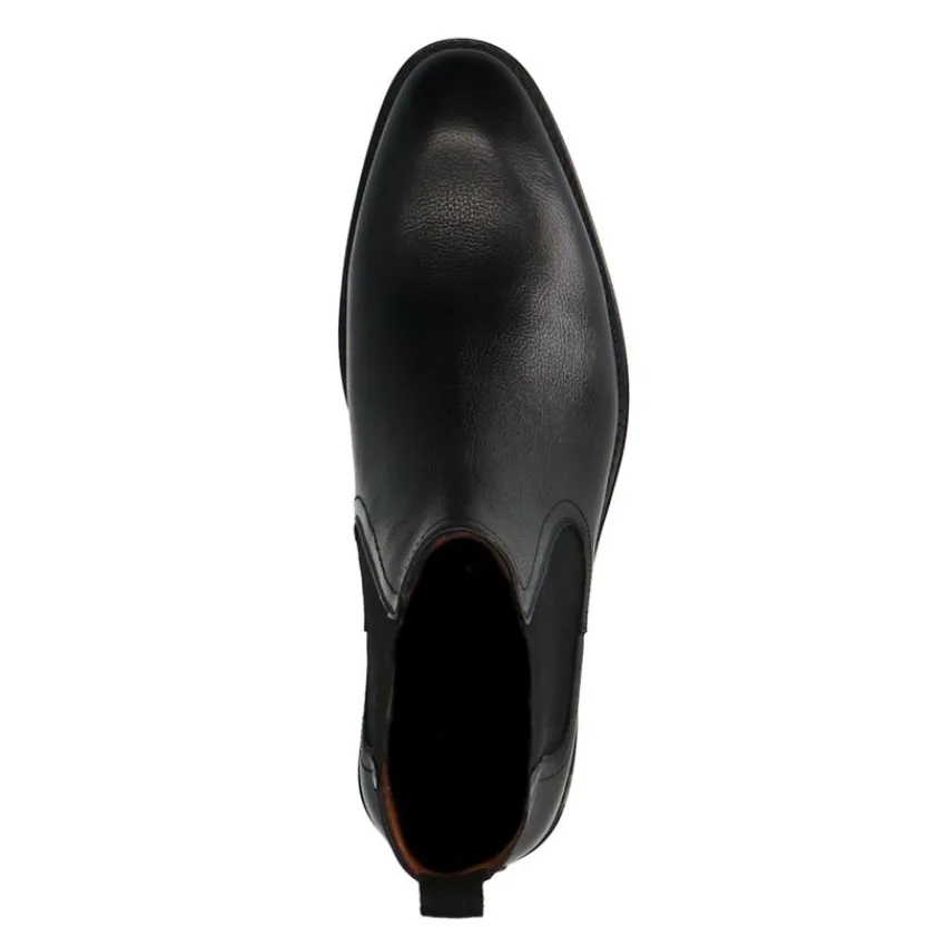 Manfield Zwarte leren chelsea boots^Heren Boots