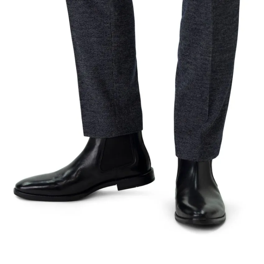 Manfield Zwarte leren chelsea boots^Heren Boots