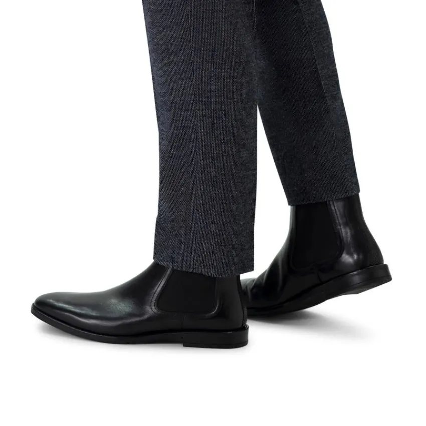 Manfield Zwarte leren chelsea boots^Heren Boots