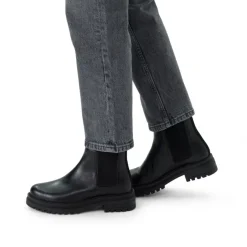 Manfield Zwarte leren chelsea boots^DAMES Enkellaarsjes