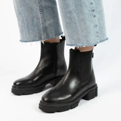 Manfield Zwarte leren chelsea boots^DAMES Enkellaarsjes