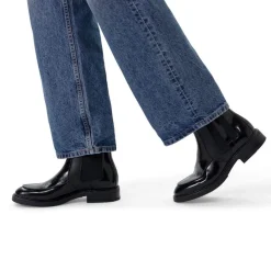 Manfield Zwarte leren chelsea boots^DAMES Enkellaarsjes