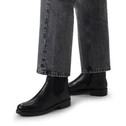 No Stress Zwarte leren chelsea boots^DAMES Enkellaarsjes