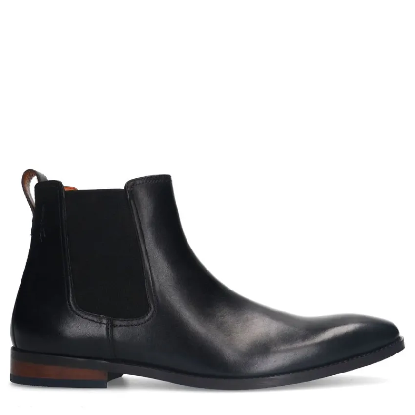Van Lier Zwarte leren chelsea boots^Heren Boots