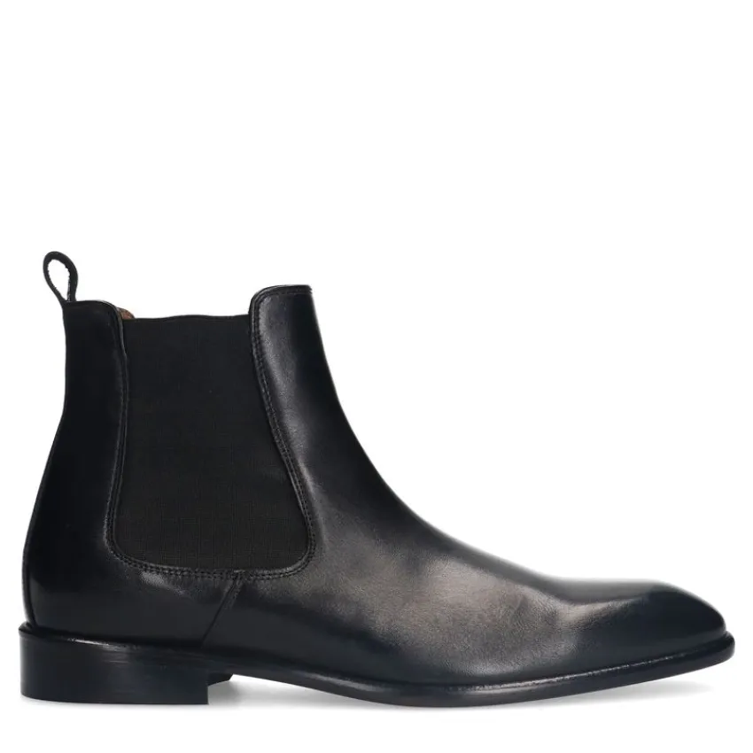 Manfield Zwarte leren chelsea boots^Heren Boots