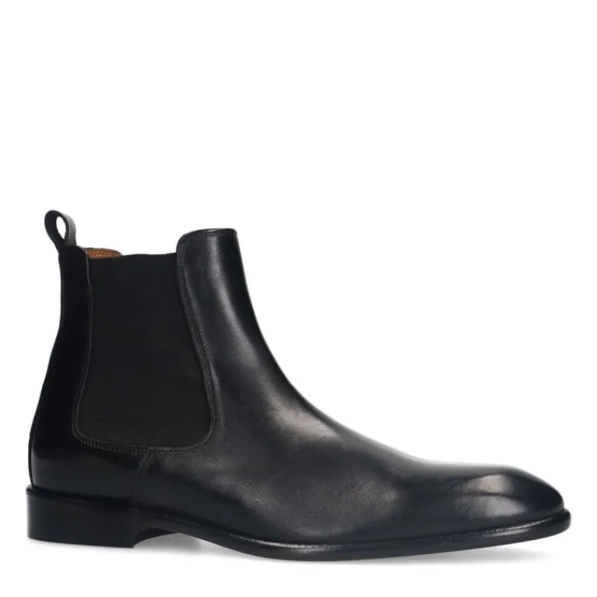 Manfield Zwarte leren chelsea boots^Heren Boots