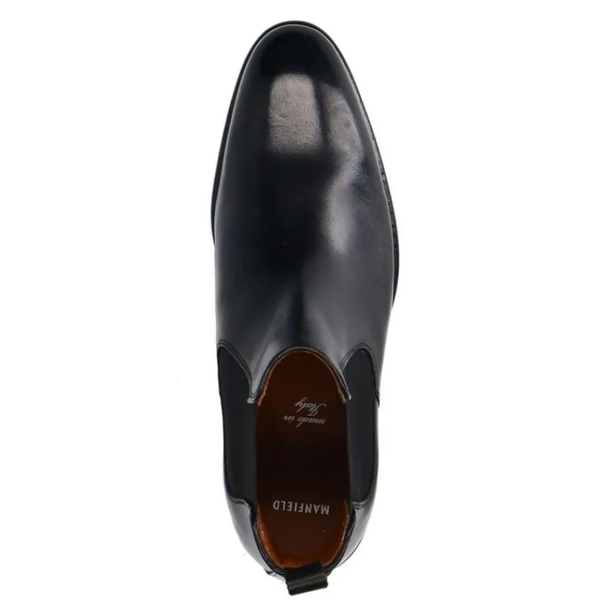 Manfield Zwarte leren chelsea boots^Heren Boots