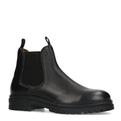 Manfield Zwarte leren chelsea boots^Heren Boots