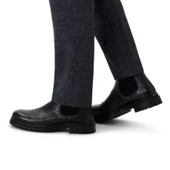 Manfield Zwarte leren chelsea boots^Heren Boots