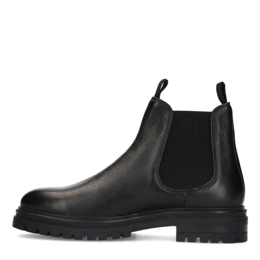 Manfield Zwarte leren chelsea boots^Heren Boots
