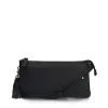 Manfield Zwarte leren clutch met ruffel details^ Clutches