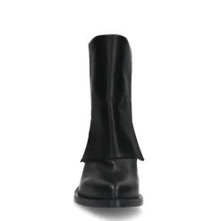 Manfield Zwarte leren cowboy laarzen met flap^DAMES Enkellaarsjes