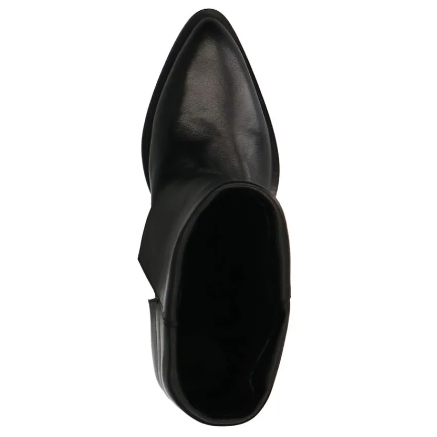 Manfield Zwarte leren cowboy laarzen met flap^DAMES Enkellaarsjes