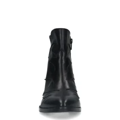 Manfield Zwarte leren cowboy laarzen^DAMES Enkellaarsjes