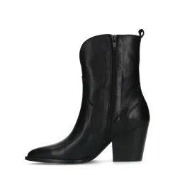 Manfield Zwarte leren cowboy laarzen^DAMES Enkellaarsjes