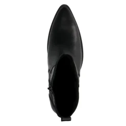 Manfield Zwarte leren cowboy laarzen^DAMES Enkellaarsjes