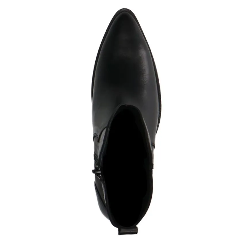 Manfield Zwarte leren cowboy laarzen^DAMES Enkellaarsjes