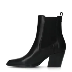 Manfield Zwarte leren cowboy laarzen^DAMES Enkellaarsjes