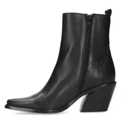 Manfield Zwarte leren cowboylaarzen^DAMES Enkellaarsjes