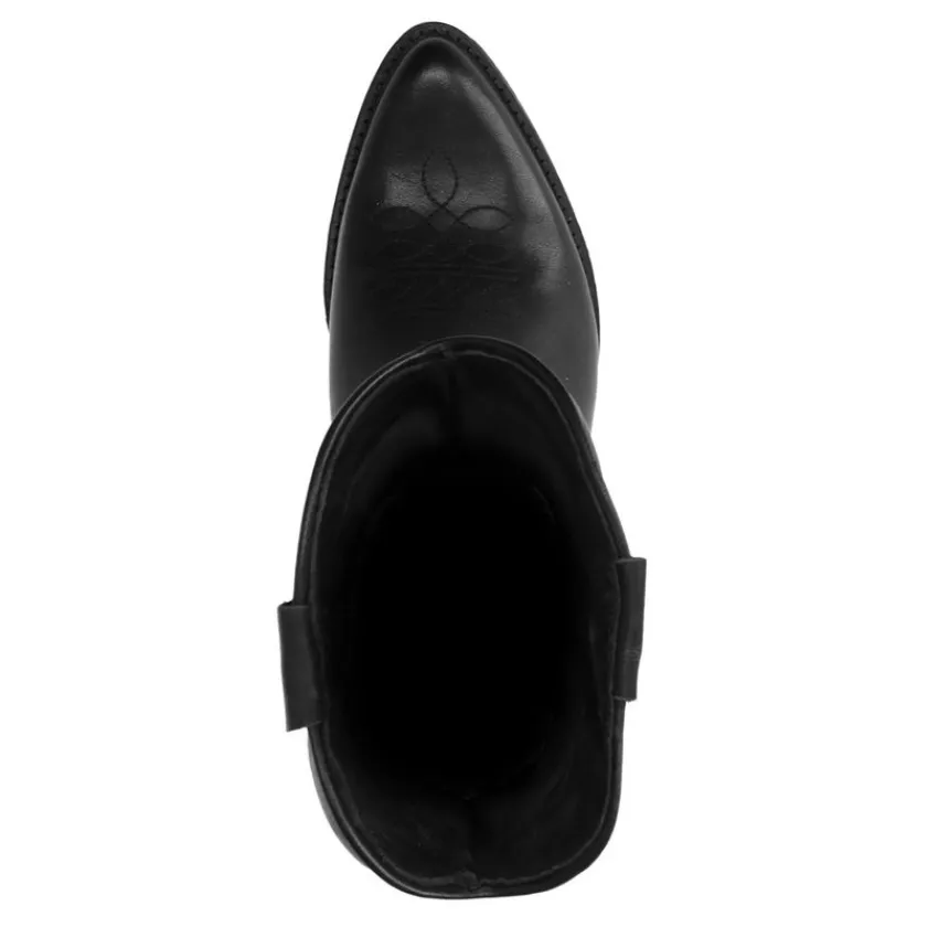 Manfield Zwarte leren cowboylaarzen^DAMES Enkellaarsjes