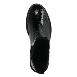 Manfield Zwarte leren croco chelsea boots^DAMES Enkellaarsjes