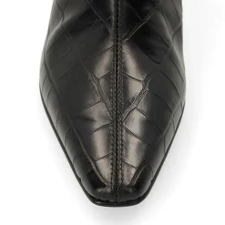 Manfield Zwarte leren croco enkellaarsjes met hak^DAMES Enkellaarsjes