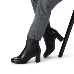 No Stress Zwarte leren enkellaarsjes met hak^DAMES Enkellaarsjes