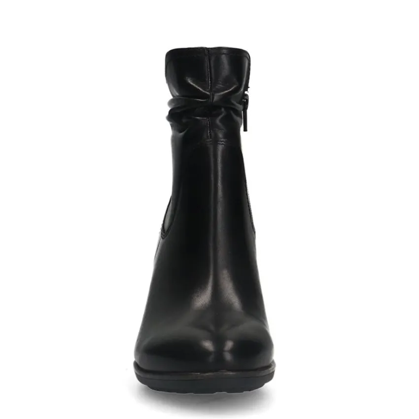 No Stress Zwarte leren enkellaarsjes met hak^DAMES Enkellaarsjes