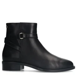 No Stress Zwarte leren enkellaarsjes^DAMES Enkellaarsjes