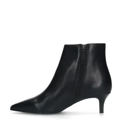 Manfield Zwarte leren enkellaarsjes met hak^DAMES Enkellaarsjes